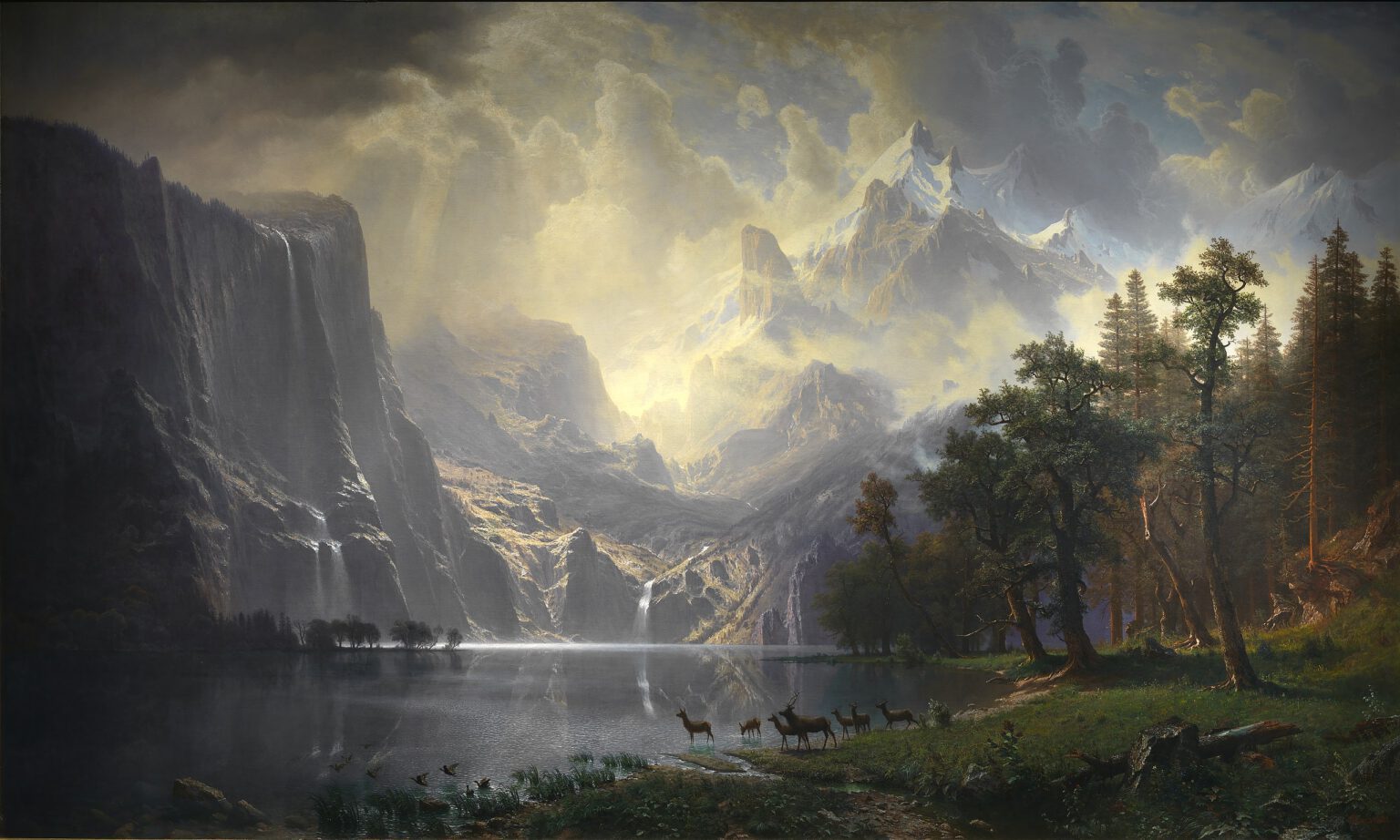 Among the Sierra Nevada Mountains, California, 1868 – by Albert Bierstadt.